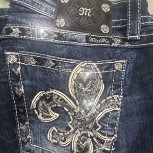 Miss Me Navy Jeans with Glittering Silver Details